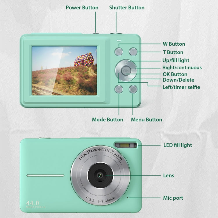 DC403L-AF 2.4-Inch 16X Zoom HD Digital Camera Mini Children Photography Camera EU Plug