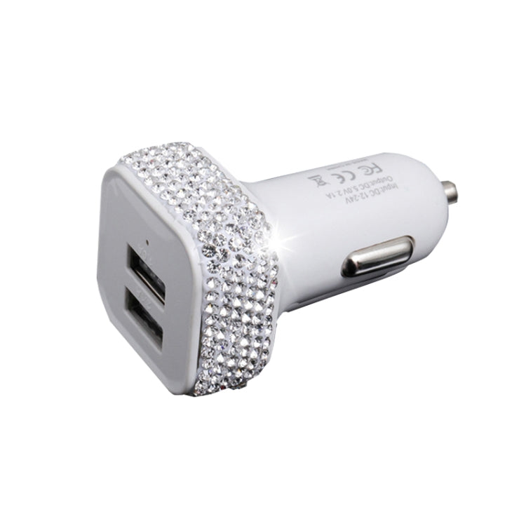Diamond-Studded Dual USB Cigarette Lighter Car Charger