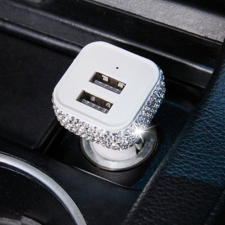 Diamond-Studded Dual USB Cigarette Lighter Car Charger