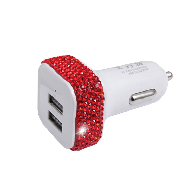 Diamond-Studded Dual USB Cigarette Lighter Car Charger