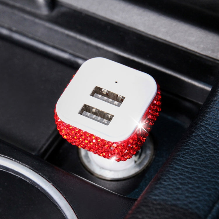 Diamond-Studded Dual USB Cigarette Lighter Car Charger