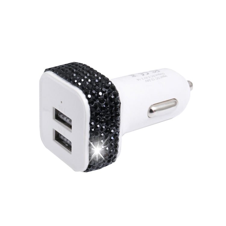 Diamond-Studded Dual USB Cigarette Lighter Car Charger