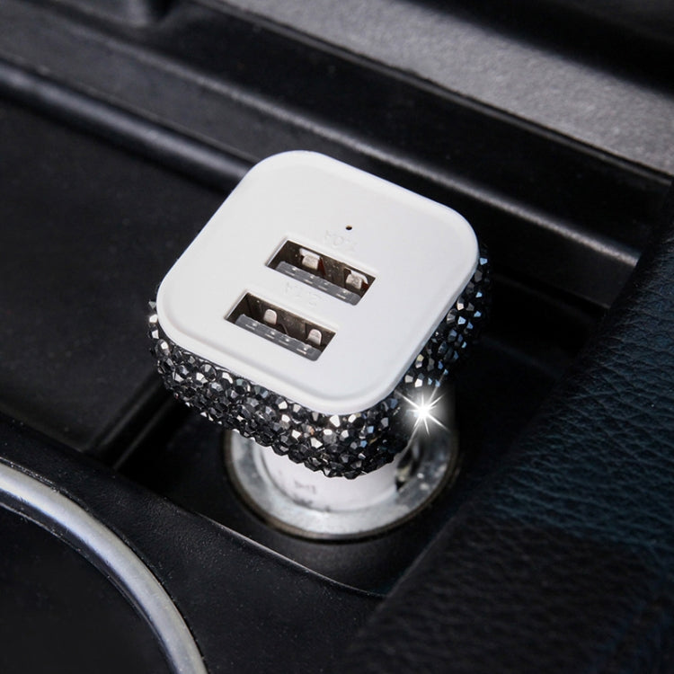 Diamond-Studded Dual USB Cigarette Lighter Car Charger