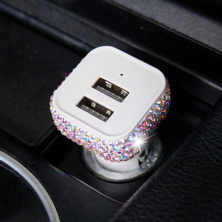 Diamond-Studded Dual USB Cigarette Lighter Car Charger