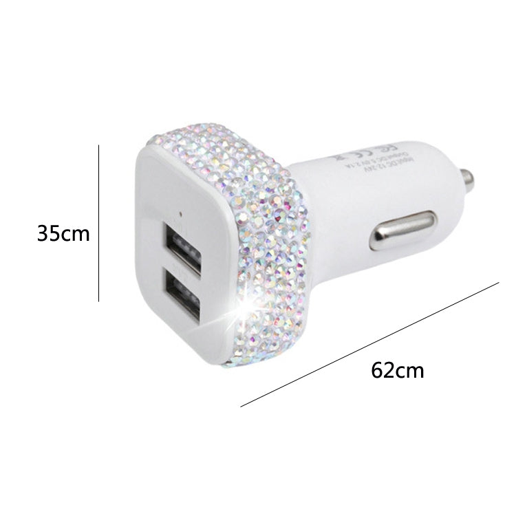 Diamond-Studded Dual USB Cigarette Lighter Car Charger