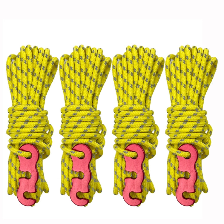 4m x 4 Rolls Outdoor Camping Tent Canopy Wind Rope Luminous Multi-Function Wind Rope Buckle Tent Fixed Rope