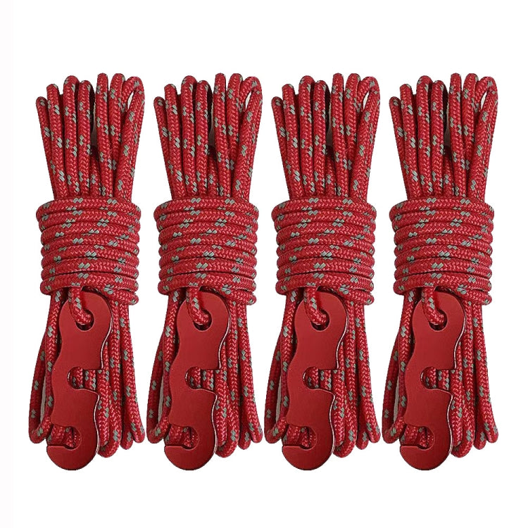 4m x 4 Rolls Outdoor Camping Tent Canopy Wind Rope Luminous Multi-Function Wind Rope Buckle Tent Fixed Rope