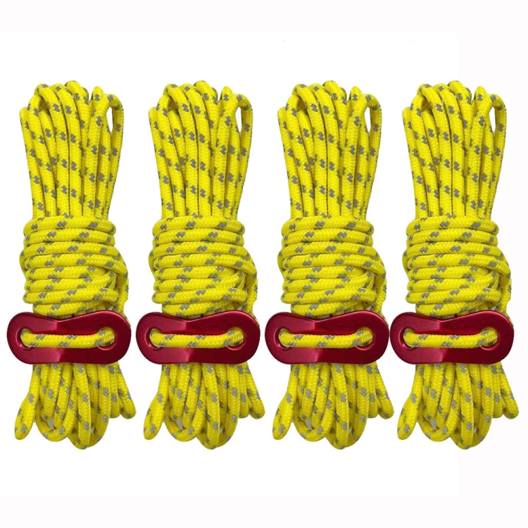 4m x 4 Rolls Outdoor Camping Tent Canopy Wind Rope Luminous Multi-Function Wind Rope Buckle Tent Fixed Rope