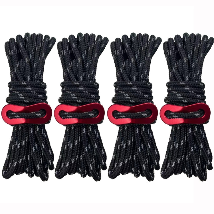 4m x 4 Rolls Outdoor Camping Tent Canopy Wind Rope Luminous Multi-Function Wind Rope Buckle Tent Fixed Rope