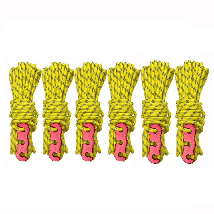 4m x 6 Rolls Outdoor Camping Tent Canopy Wind Rope Luminous Multi-Function Wind Rope Buckle Tent Fixed Rope