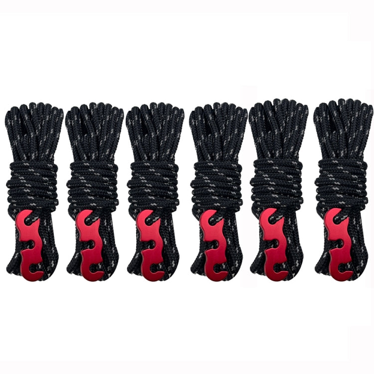 4m x 6 Rolls Outdoor Camping Tent Canopy Wind Rope Luminous Multi-Function Wind Rope Buckle Tent Fixed Rope