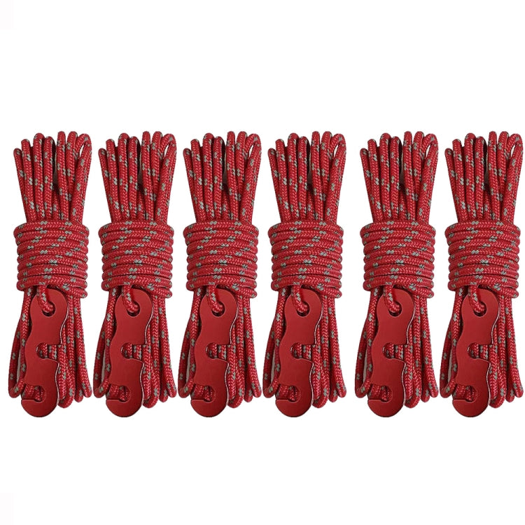 4m x 6 Rolls Outdoor Camping Tent Canopy Wind Rope Luminous Multi-Function Wind Rope Buckle Tent Fixed Rope