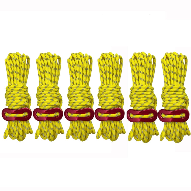 4m x 6 Rolls Outdoor Camping Tent Canopy Wind Rope Luminous Multi-Function Wind Rope Buckle Tent Fixed Rope