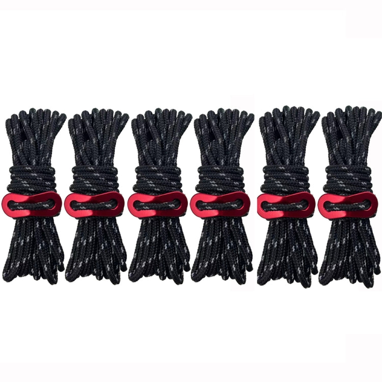 4m x 6 Rolls Outdoor Camping Tent Canopy Wind Rope Luminous Multi-Function Wind Rope Buckle Tent Fixed Rope