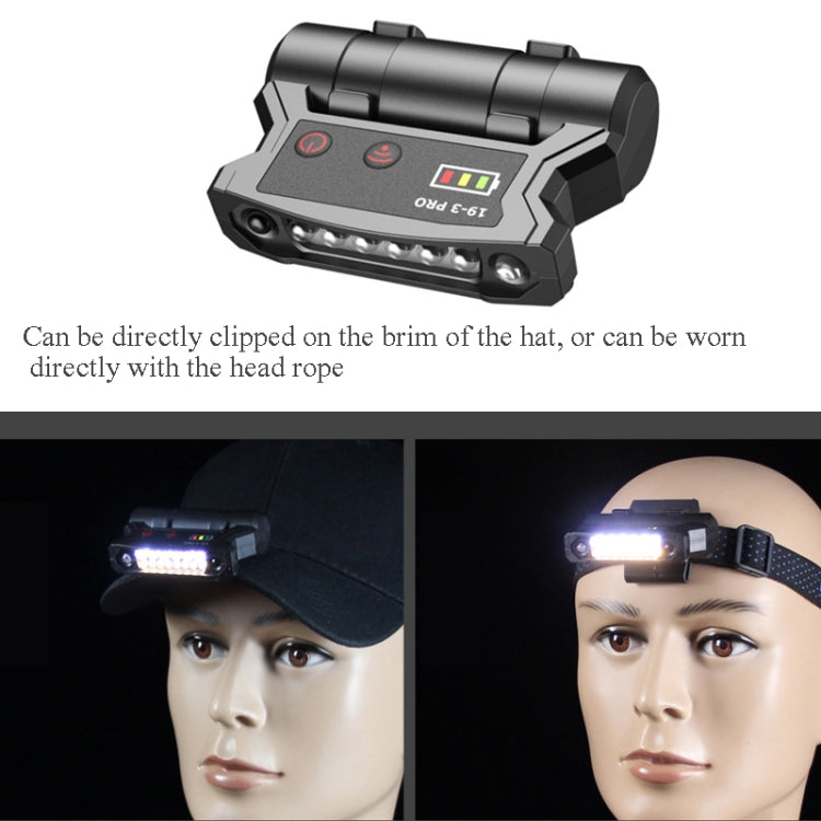 Fishing Headlight Induction Night Fishing Clip Cap Lamp Head-Wearing Small Super Bright Light Rechargeable Cap Clip Lamp,Style: Ultimate Edition (Black)