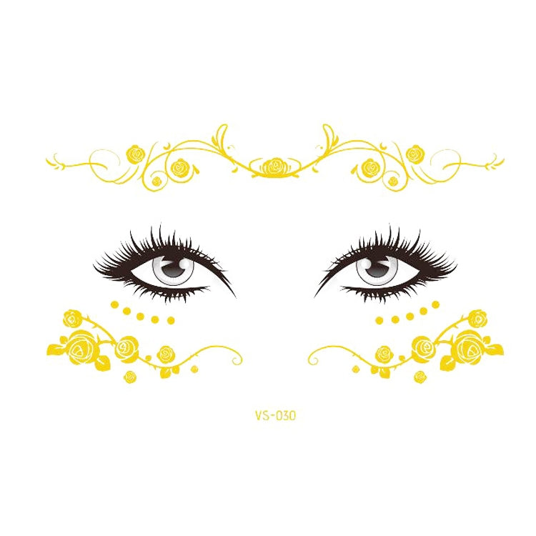 20 PCS Waterproof Bronzing Face Tattoo Stickers Party Masquerade Face Stickers