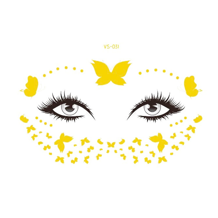 20 PCS Waterproof Bronzing Face Tattoo Stickers Party Masquerade Face Stickers