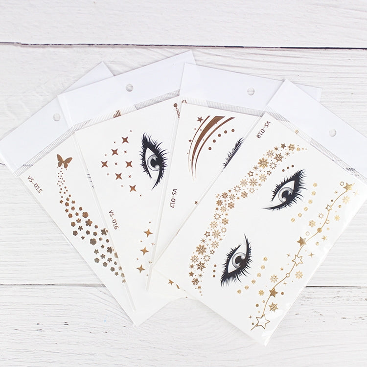 20 PCS Waterproof Bronzing Face Tattoo Stickers Party Masquerade Face Stickers