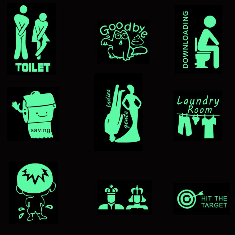3 PCS Toilet Door Decoration Waterproof Self-Adhesive Luminous Stickerï¼ŒModelï¼š YG-1-014
