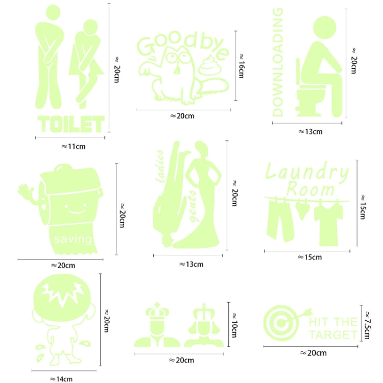 3 PCS Toilet Door Decoration Waterproof Self-Adhesive Luminous Stickerï¼ŒModelï¼š YG-1-014
