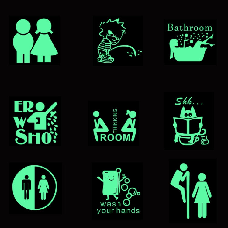 3 PCS Toilet Door Decoration Waterproof Self-Adhesive Luminous Stickerï¼ŒModelï¼š YG-1-025