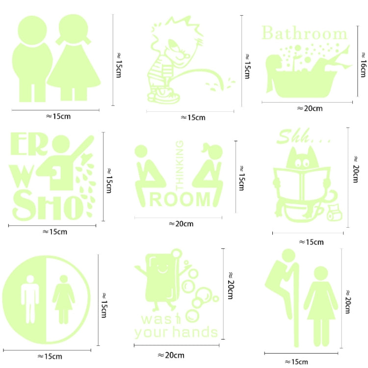 3 PCS Toilet Door Decoration Waterproof Self-Adhesive Luminous Stickerï¼ŒModelï¼š YG-1-025
