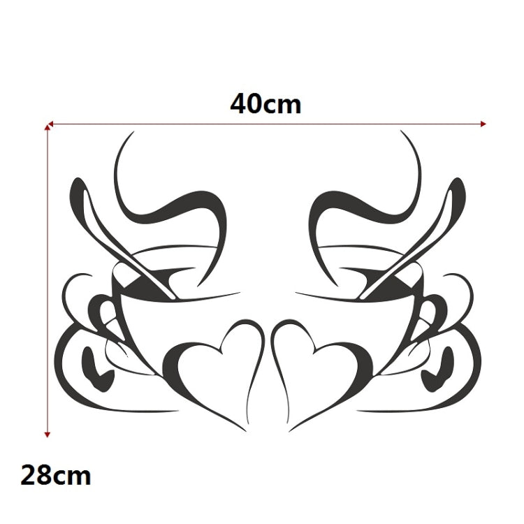 3 PCS KS199 Bedroom Living Room Decoration Love Coffee Cup Wall Sticker(40x28.5cm (Black))