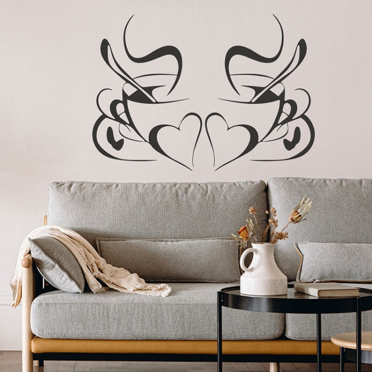 3 PCS KS199 Bedroom Living Room Decoration Love Coffee Cup Wall Sticker(40x28.5cm (Black))