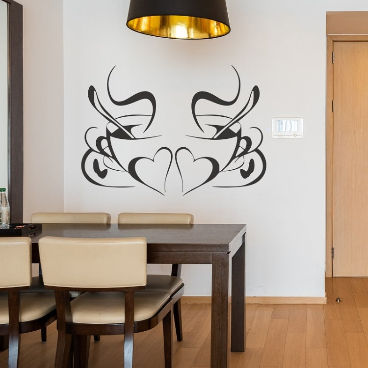 3 PCS KS199 Bedroom Living Room Decoration Love Coffee Cup Wall Sticker(40x28.5cm (Black))