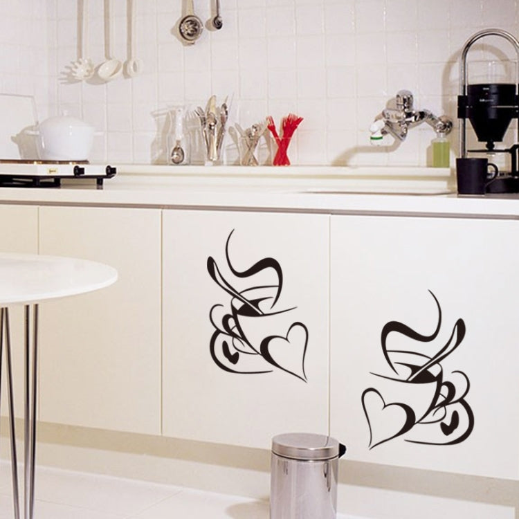 3 PCS KS199 Bedroom Living Room Decoration Love Coffee Cup Wall Sticker(40x28.5cm (Black))