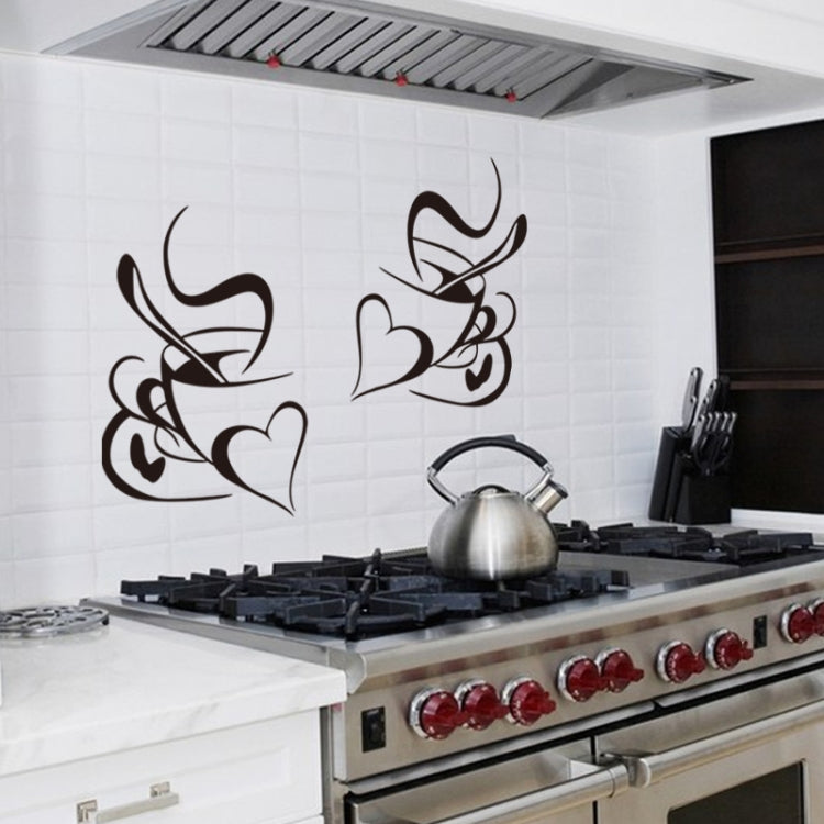 3 PCS KS199 Bedroom Living Room Decoration Love Coffee Cup Wall Sticker(40x28.5cm (Black))