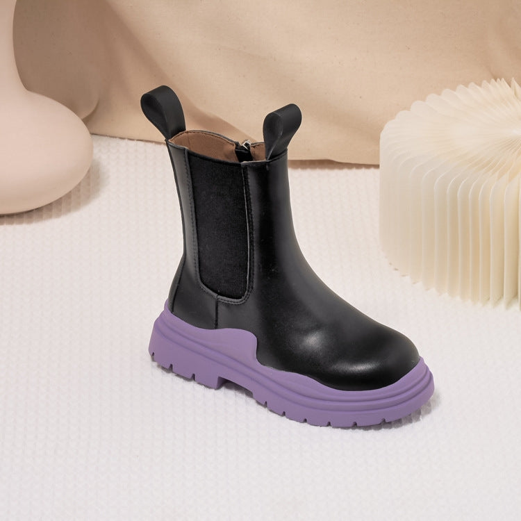 Spring And Autumn Children Martin Boots Leather High-Top Children Boots, Size: 32