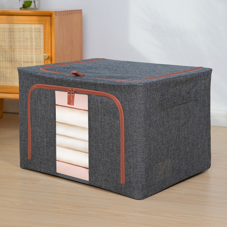 22L 39x29x20cm Fabric Steel Frame Quilt Clothing Storage Box Cotton Linen Storage Bag with Window