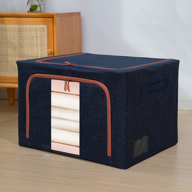 22L 39x29x20cm Fabric Steel Frame Quilt Clothing Storage Box Cotton Linen Storage Bag with Window