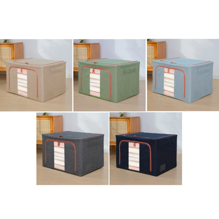 22L 39x29x20cm Fabric Steel Frame Quilt Clothing Storage Box Cotton Linen Storage Bag with Window