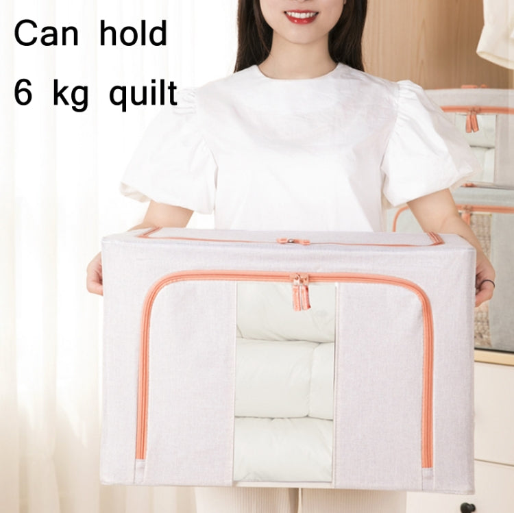 22L 39x29x20cm Fabric Steel Frame Quilt Clothing Storage Box Cotton Linen Storage Bag with Window