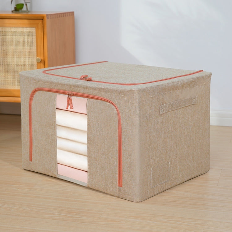 100L 60x42x40cm Fabric Steel Frame Quilt Clothing Storage Box Cotton Linen Storage Bag with Window