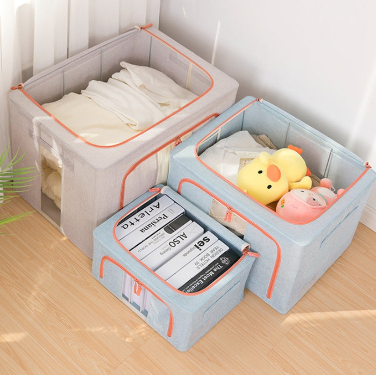 100L 60x42x40cm Fabric Steel Frame Quilt Clothing Storage Box Cotton Linen Storage Bag with Window