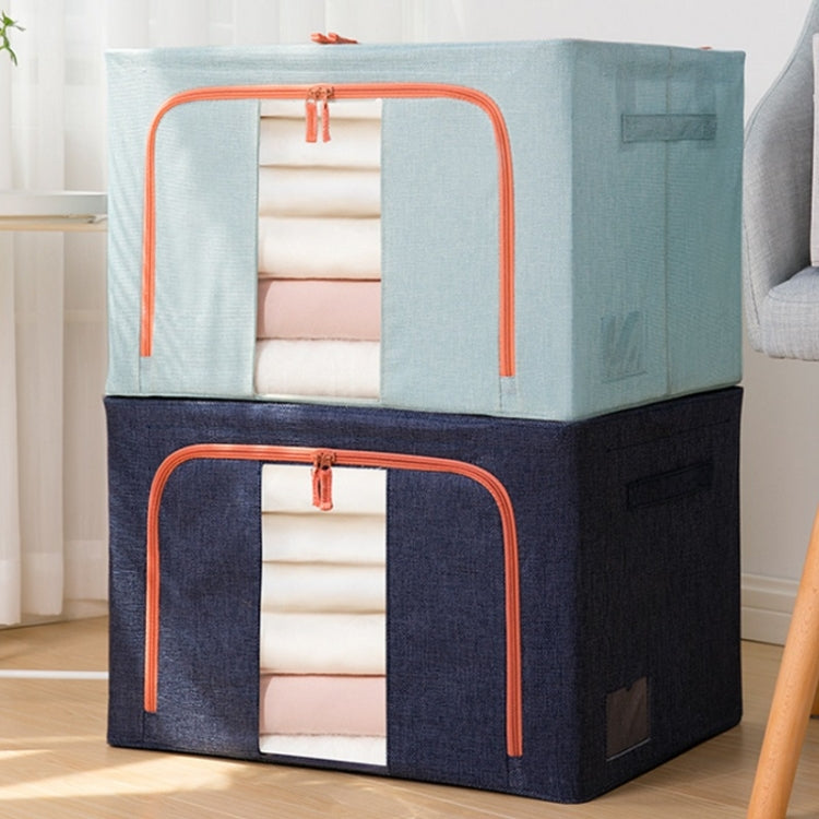 100L 60x42x40cm Fabric Steel Frame Quilt Clothing Storage Box Cotton Linen Storage Bag with Window