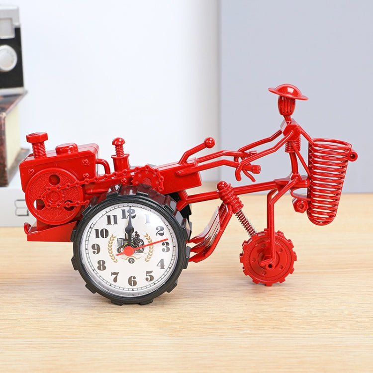 K0931 Retro Clock Ornaments Office Desk Pen Tube Tractor Model Children Toy Alarm
