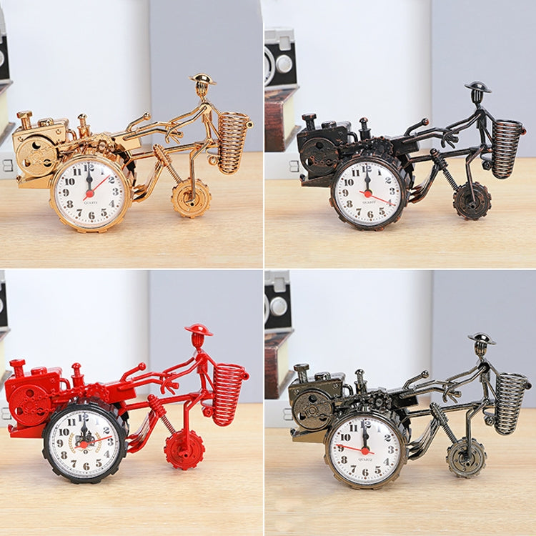 K0931 Retro Clock Ornaments Office Desk Pen Tube Tractor Model Children Toy Alarm