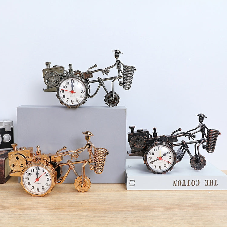 K0931 Retro Clock Ornaments Office Desk Pen Tube Tractor Model Children Toy Alarm