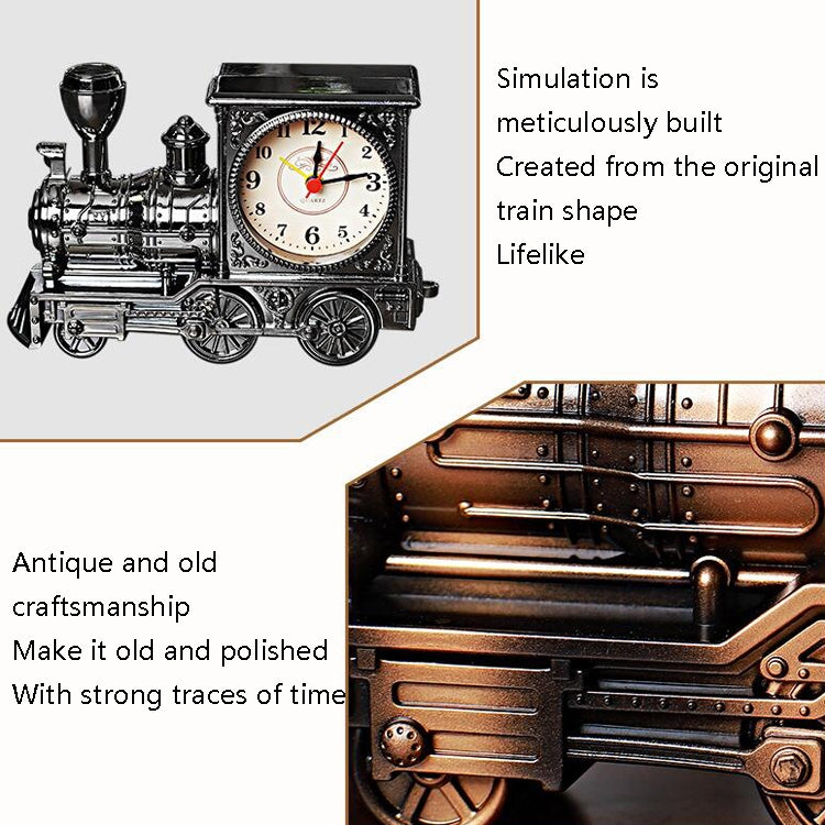 2 PCS YY7688 Antique Train Head Alarm Clock Retro Locomotive Ornaments Gift Student Clock