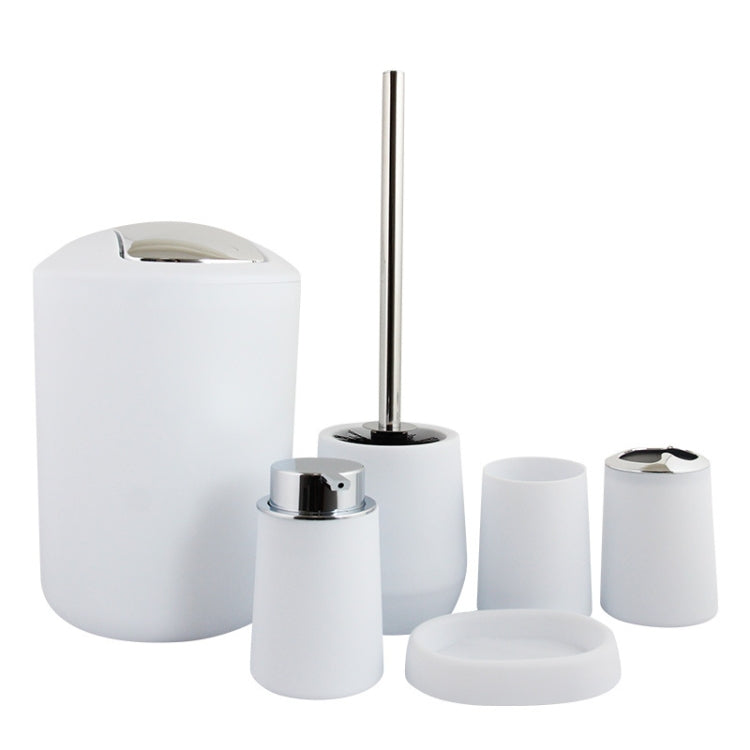 6 In 1 Plastic Bathroom Toiletries Set Plating Lid Trash Can Toothbrush Cup Soap Box Set