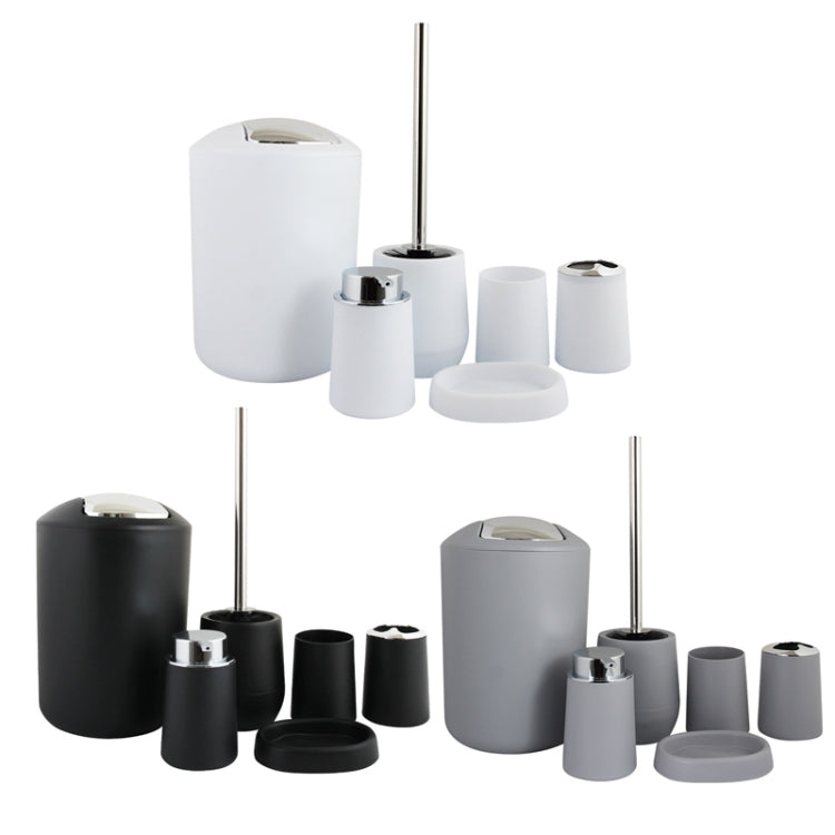 6 In 1 Plastic Bathroom Toiletries Set Plating Lid Trash Can Toothbrush Cup Soap Box Set