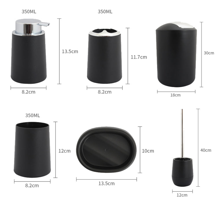 6 In 1 Plastic Bathroom Toiletries Set Plating Lid Trash Can Toothbrush Cup Soap Box Set