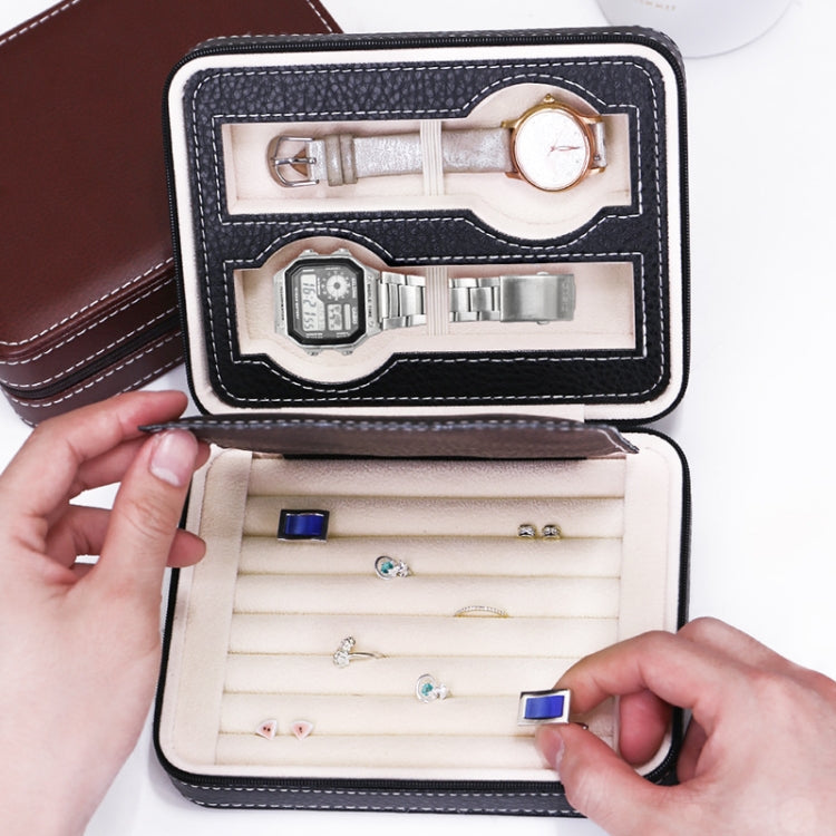 PU Leather Ring Watch Integrated Multifunctional Storage Jewelry Box
