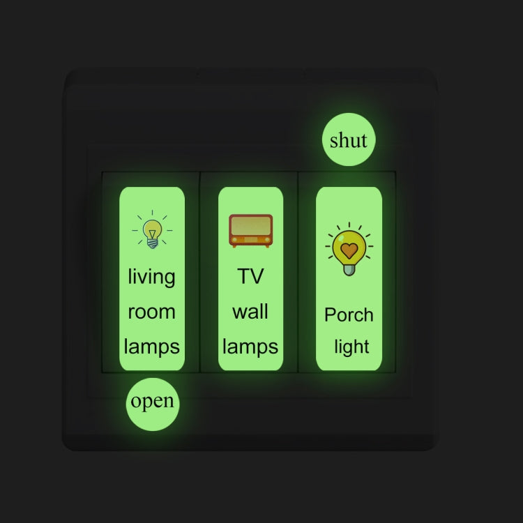 3 Sets ZSZ2976 Luminous Switch Self-Adhesive Wall Stickers Living Room Bedroom Study Wall Stickers
