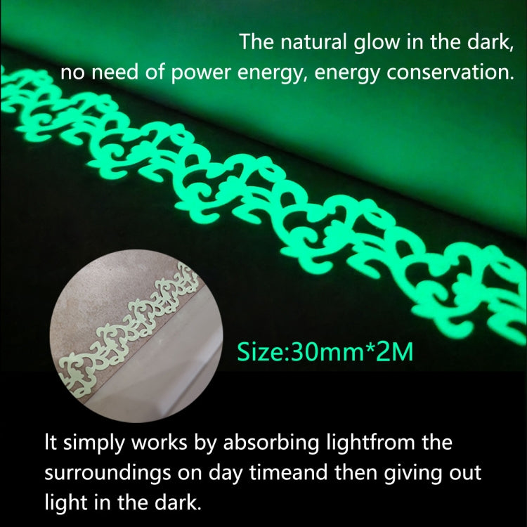 2 Sets ZSZ1728 Luminous Flower Cane Waistline Mirror Window Stickers Home Stairs Pedal Edge Decorative Stickers, Specification: 30mm x 2m