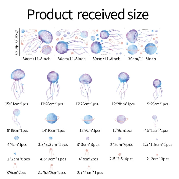 YGP-B109 Cartoon Jellyfish Blue Light Stickers Kids Room Decoration Luminous Stickers